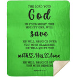 Typography Premium Sherpa Mink Blanket - God In Your Midst ~Zephaniah 3:17~