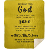 Typography Premium Sherpa Mink Blanket - God In Your Midst ~Zephaniah 3:17~