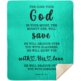 Typography Premium Sherpa Mink Blanket - God In Your Midst ~Zephaniah 3:17~