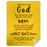 Typography Premium Sherpa Mink Blanket - God In Your Midst ~Zephaniah 3:17~