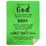 Typography Premium Sherpa Mink Blanket - God In Your Midst ~Zephaniah 3:17~