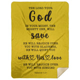 Typography Premium Sherpa Mink Blanket - God In Your Midst ~Zephaniah 3:17~