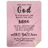 Typography Premium Sherpa Mink Blanket - God In Your Midst ~Zephaniah 3:17~