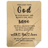 Typography Premium Sherpa Mink Blanket - God In Your Midst ~Zephaniah 3:17~