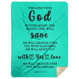 Typography Premium Sherpa Mink Blanket - God In Your Midst ~Zephaniah 3:17~