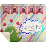 Hope Inspiring Kids Snuggly Blanket - God Has Great Plans For Me ~Jeremiah 29:11~ (Design: Dinosaur)