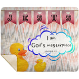 Hope Inspiring Kids Snuggly Blanket - I Am God's Masterpiece ~Ephesians 2:10~ (Design: Ducks)