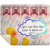 Hope Inspiring Kids Snuggly Blanket - God Is With Me ~Isaiah 41:10~ (Design: Ducks)