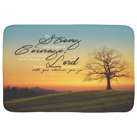 Fast Drying Memory Foam Bath Mat - God Is With You Wherever You Go ~Joshua 1:9~