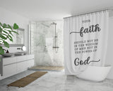 Bible Verses Premium Oxford Fabric Shower Curtain - Faith In The Power Of God ~1 Corinthians 2:5~