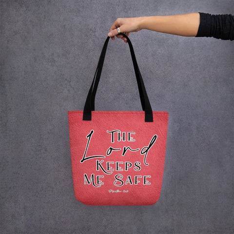 Limited Edition Premium Tote Bag - The Lord Keeps Me Safe (Design: Textured Red)