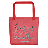Limited Edition Premium Tote Bag - Jesus Is My Wisdom Today (Design: Textured Red)