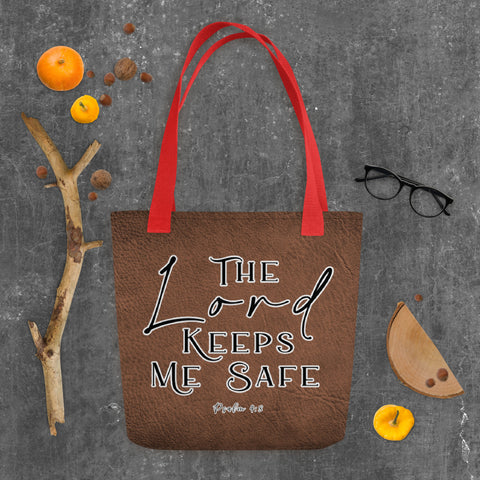 Limited Edition Premium Tote Bag - The Lord Keeps Me Safe (Design: Textured Brown)