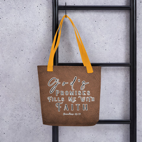 Limited Edition Premium Tote Bag - God's Promises Fills Me With Faith (Design: Textured Brown)