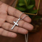 Artisan Crafted Stainless Steel Cross Necklace (Ball Chain) ~Proverbs 31:25-28~