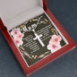 Artisan Crafted Stainless Steel Cross Necklace (Ball Chain) ~Proverbs 31:25-28~
