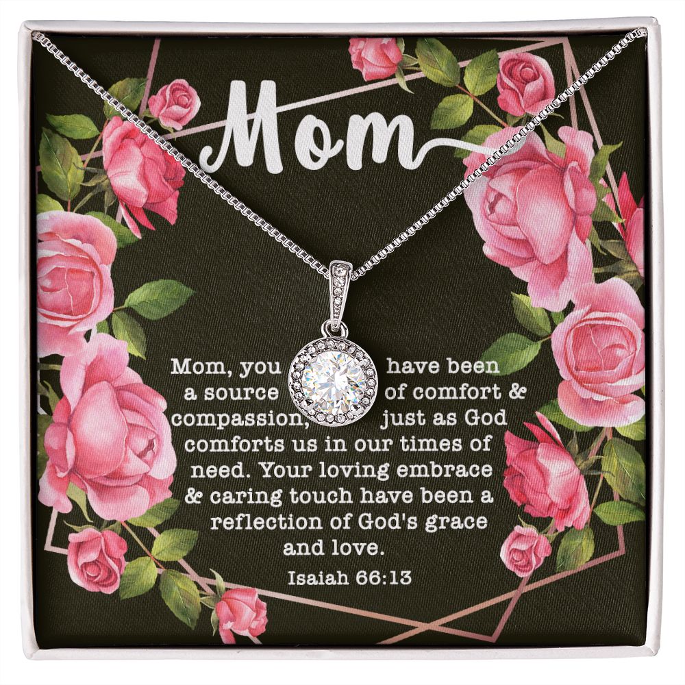 Eternal Hope CZ Crystal 14K White Gold Finish Necklace ~Isaiah 66:13~