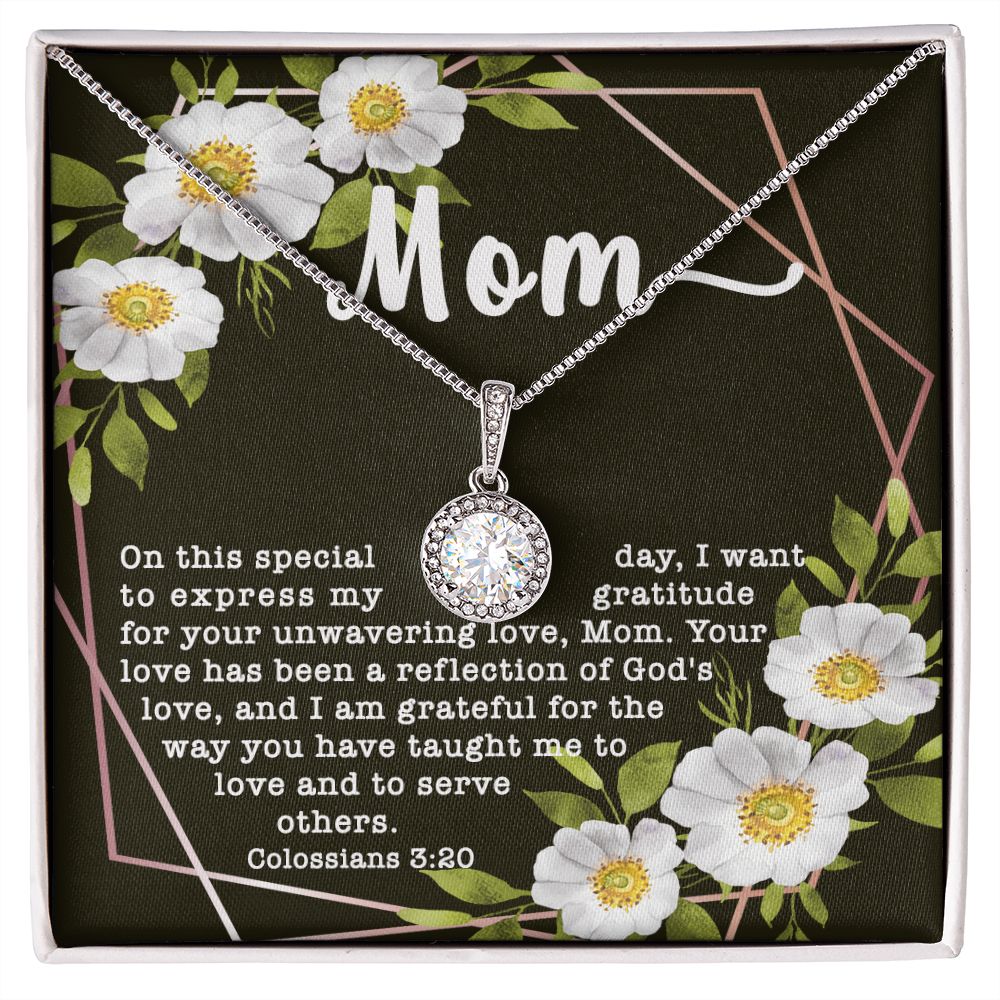 Eternal Hope CZ Crystal 14K White Gold Finish Necklace ~Colossians 3:20~