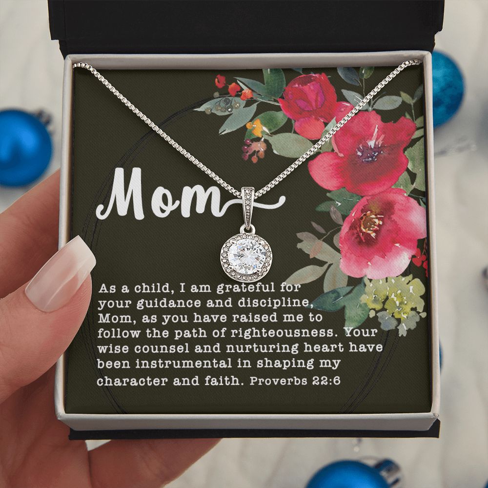 Eternal Hope CZ Crystal 14K White Gold Finish Necklace ~Proverbs 22:6~