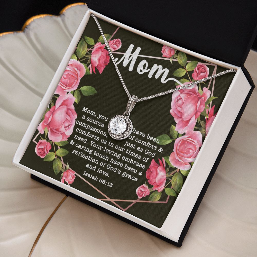 Eternal Hope CZ Crystal 14K White Gold Finish Necklace ~Isaiah 66:13~