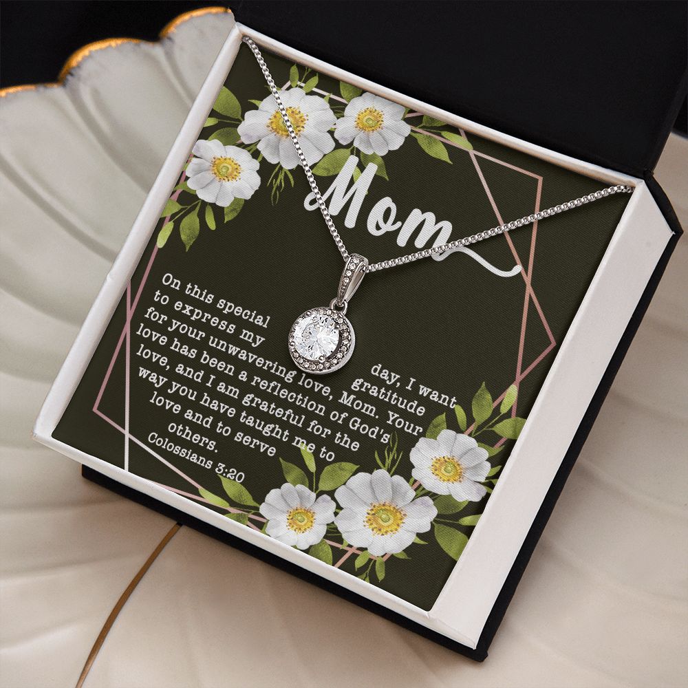 Eternal Hope CZ Crystal 14K White Gold Finish Necklace ~Colossians 3:20~