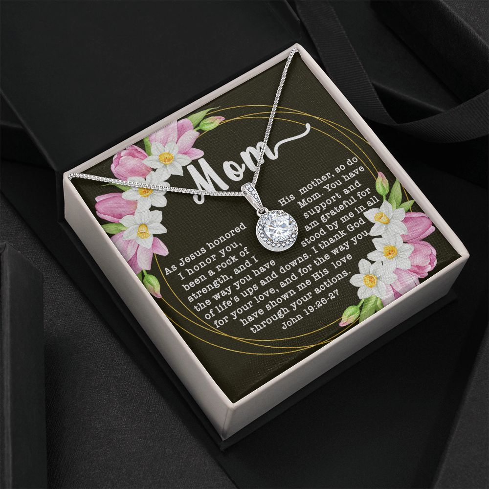Eternal Hope CZ Crystal 14K White Gold Finish Necklace ~John 19:26-27~