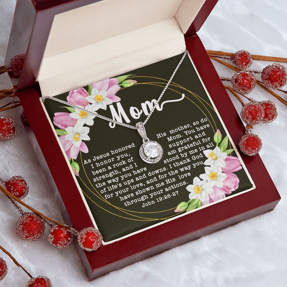 Eternal Hope CZ Crystal 14K White Gold Finish Necklace ~John 19:26-27~