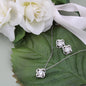 Love Knot CZ Crystal 14K White Gold Finish Necklace & Earring ~Proverbs 31:25-28~