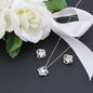 Love Knot CZ Crystal 14K White Gold Finish Necklace & Earring ~Proverbs 31:25-28~