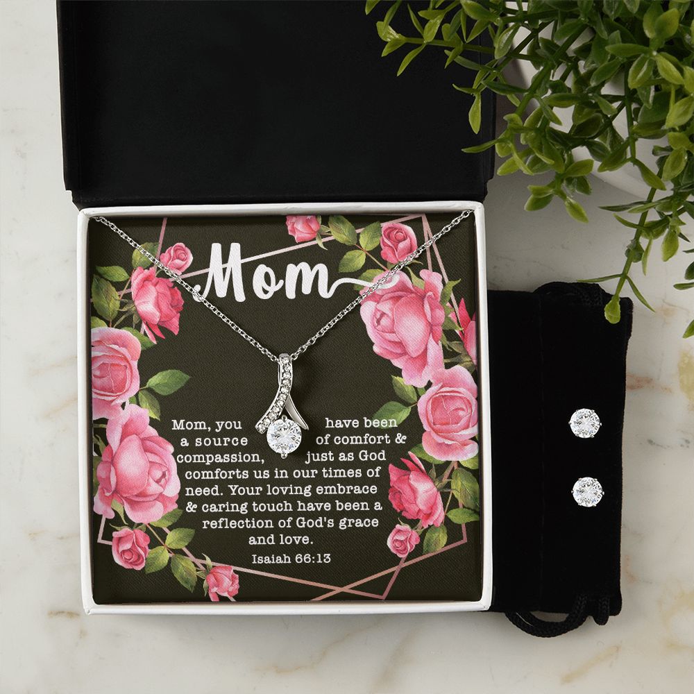 Alluring Beauty CZ Crystal 14K White Gold Finish Necklace & Earring ~Isaiah 66:13~