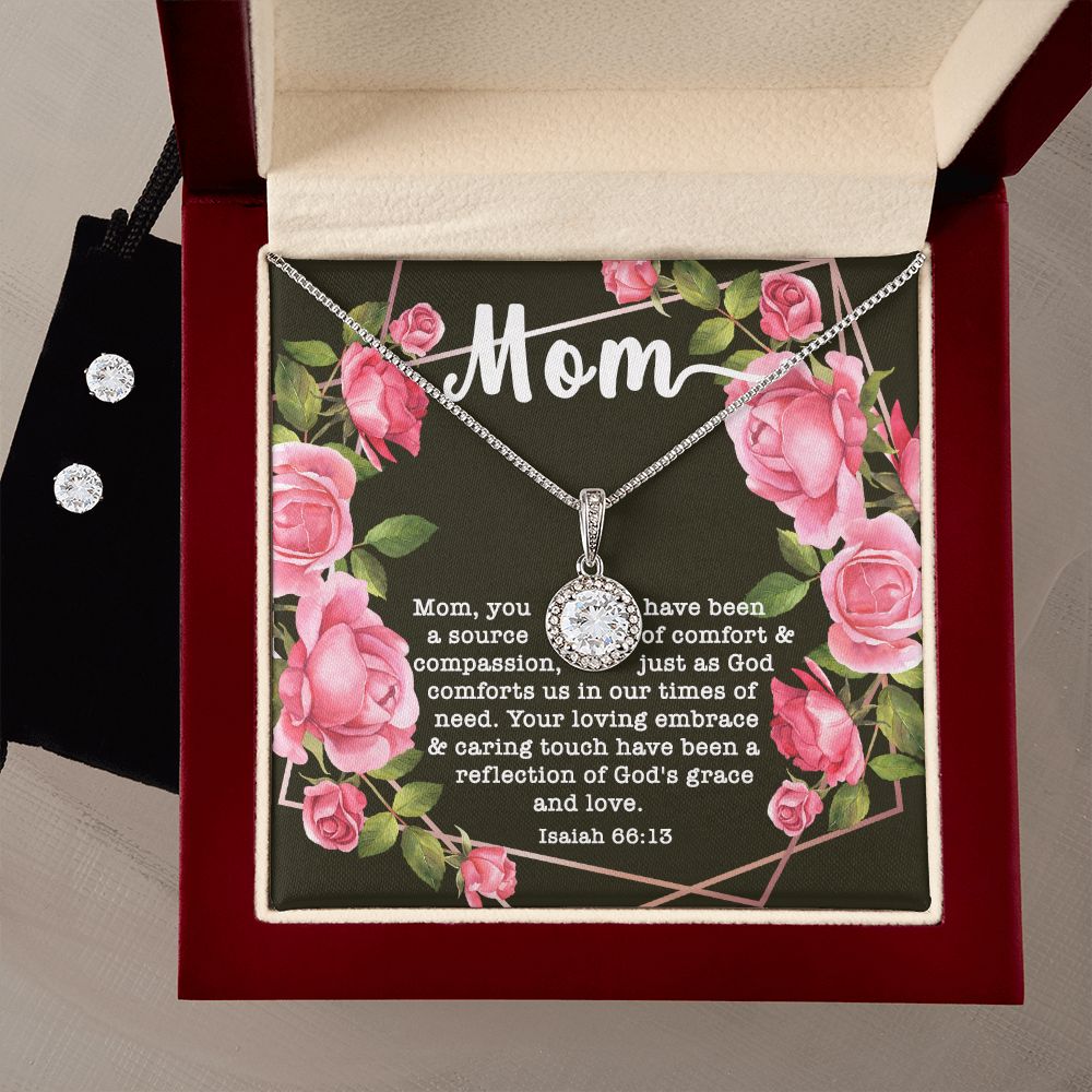 Eternal Hope CZ Crystal 14K White Gold Finish Necklace & Earring ~Isaiah 66:13~