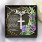 Artisan Crafted Stainless Steel Cross Necklace ~1 Timothy 5:8~