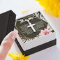 Artisan Crafted Stainless Steel Cross Necklace ~Exodus 20:12~