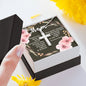 Artisan Crafted Stainless Steel Cross Necklace ~Proverbs 31:25-28~
