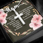 Artisan Crafted Stainless Steel Cross Necklace ~Proverbs 31:25-28~
