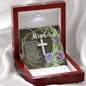 Artisan Crafted Stainless Steel Cross Necklace ~1 Timothy 5:8~