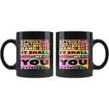 Bible Verses Dishwasher Safe Black Mugs - Psalm 91:7 Design 1