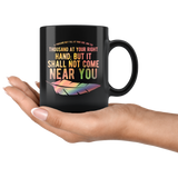 Bible Verses Dishwasher Safe Black Mugs - Psalm 91:7 Design 4