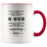 Typography Dishwasher Safe Accent Mugs - God Is My Defense, My God Of Mercy ~Psalm 59:17~