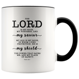 Typography Dishwasher Safe Accent Mugs - The Lord Is My Rock & Fortress ~Psalm 18:2~