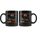 Bible Verses Dishwasher Safe Black Mugs - Psalm 91:4 Design 6