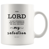 Typography Dishwasher Safe Accent Mugs - He Has Become My Salvation ~Psalm 118:14~