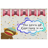 Hope Inspiring Nursery & Kids Bedroom Framed Canvas Wall Art - Spirit Of God Lives In Me ~1 Corinthians 3:16~ (Design: Monkey)