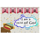 Hope Inspiring Nursery & Kids Bedroom Framed Canvas Wall Art - I Am A Child Of God ~John 1:12~ (Design: Monkey)
