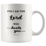 Typography Dishwasher Safe Accent Mugs - The Lord Who Heals You ~Exodus 15:26~