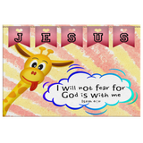 Hope Inspiring Nursery & Kids Bedroom Framed Canvas Wall Art - God Is With Me ~Isaiah 41:10~ (Design: Giraffe 1)