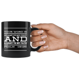 Bible Verses Black Mugs - Psalm 119:105 (Design 11) - Meditate Healing Christian Store