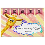 Hope Inspiring Nursery & Kids Bedroom Framed Canvas Wall Art - I Am A Child Of God ~John 1:12~ (Design: Giraffe 1)