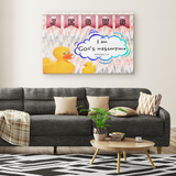 Hope Inspiring Nursery & Kids Bedroom Framed Canvas Wall Art - I Am God's Masterpiece ~Ephesians 2:10~ (Design: Duck)