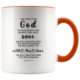 Typography Dishwasher Safe Accent Mugs - God In Your Midst ~Zephaniah 3:17~